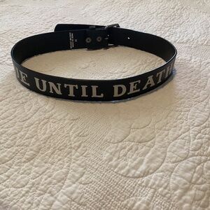 TRUE UNTIL DEATH - Vintage 90s Genuine Leather Belt Goth Sz.32